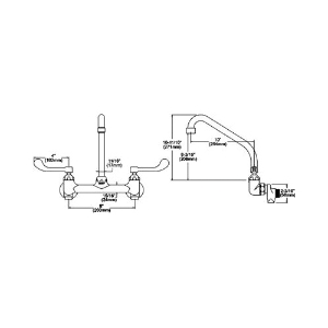 Elkay® LK940HA10T4S Food Service Faucet, 1.5 gpm, 8 in Center, High-Arc Spout, Polished Chrome, 2 Handles