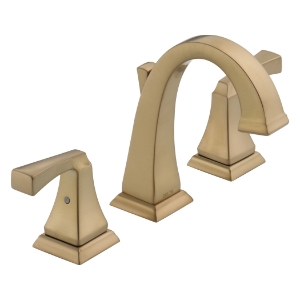 DELTA® 3551-CZMPU-DST Dryden™ Widespread Bathroom Faucet, 1.2 gpm at 60 psi Flow Rate, 3-3/4 in H Spout, 4 to 16 in Center, Champagne Bronze, 2 Handles, Metal Push Pop-Up Drain