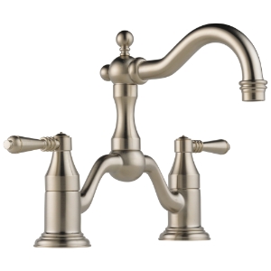 Brizo® 65536LF-BN Tresa® Widespread Bridge Lavatory Faucet, Commercial, 1.5 gpm Flow Rate, 5-1/2 in H Spout, 8 in Center, Brushed Nickel, 2 Handles, Pop-Up Drain