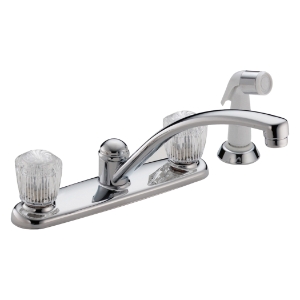 DELTA® 2402LF Classic Kitchen Faucet, Commercial, 1.8 gpm Flow Rate, 8 in Center, Swivel Spout, Polished Chrome, 2 Handles