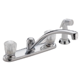 DELTA® 2402LF Classic Kitchen Faucet, Commercial, 1.8 gpm Flow Rate, 8 in Center, Swivel Spout, Chrome, 2 Handles