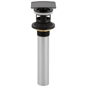 DELTA® 72175-BL Push Activated Pop-Up Drain Assembly, Matte Black, Brass Drain, Square Pop Up