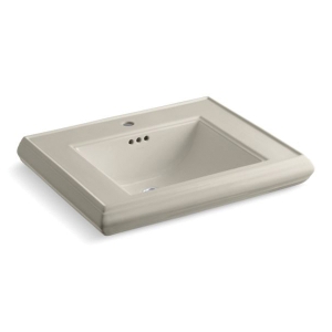 Memoirs® Bathroom Sink Basin With Overflow, Rectangular, 27 in W x 22 in D x 35 in H, Pedestal Mount, Fireclay, Sandbar
