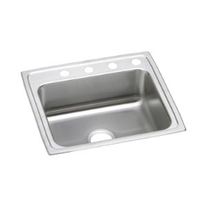 Elkay® LR25213 Lustertone™ Classic Kitchen Sink, Rectangle Shape, 21 in L x 15-3/4 in W Bowl x 7-3/4 in D Bowl, 3 Faucet Holes, 25 in L x 21-1/4 in W x 7-7/8 in H, Top Mounting, Stainless Steel