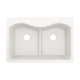 Moen® GGW3027B Double-Equal Sink, 33 in L x 20 in W x 9-1/2 in D, Undermount/Drop-In Mount, Granite, White