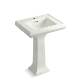 Kohler® 2238-1-NY Memoirs® Bathroom Sink Basin with Overflow Drain, Rectangular Shape, 24 in W x 19-3/4 in D x 34-3/8 in H, Pedestal Mount, Fireclay, Dune