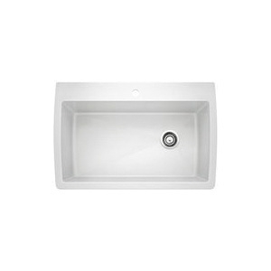 Blanco 440195 DIAMOND™ SILGRANIT® II Kitchen Sink, Rectangle Shape, 1 Faucet Hole, 32-1/2 in W x 22 in D, Drop-In Mount, Granite, White