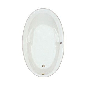 Mansfield® 6528E WH Bathtub, Pro-Fit®, Whirlpool, Oval Shape, 68 in L x 42 in W, End Drain, White