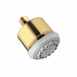 Hansgrohe 28496931 Clubmaster 3-Jet Shower Head, 2.5 gpm Min, 3 Sprays, Wall Mount, 3-5/8 in Dia x 4-5/8 in H Head, Polished Brass