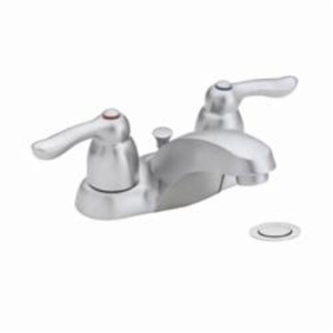 Moen® 4925BC Chateau® Centerset Bathroom Faucet, Brushed Chrome, 2 Handles, Metal Pop-Up Drain, 1.5 gpm Flow Rate