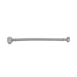 PlumbShop® PLS8-12DL F Flexible Toilet Connector, 1/2 x 7/8 in Nominal, FNPT x Ballcock End Style, 12 in L, 125 psi Working, Reinforced PVC/Braided Stainless Steel