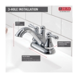 DELTA® 25999LF Haywood™ Centerset Lavatory Faucet, Chrome, 2 Handles, Plastic Pop-Up Drain, 1.2 gpm Flow Rate