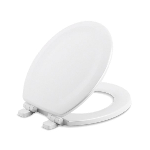 Kohler® 20467-0 Stonewood® Toilet Seat, Round Bowl, Closed Front, Wood, White, Slow Close Hinge