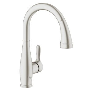GROHE 30213DC1 Ohm Sink With Integrated Temperature Limiter, 1.75 gpm, 360 deg Swivel C Spout, SuperSteel Infinity, 1 Handle, 1 Faucet Hole, Side Spray(Y/N): No