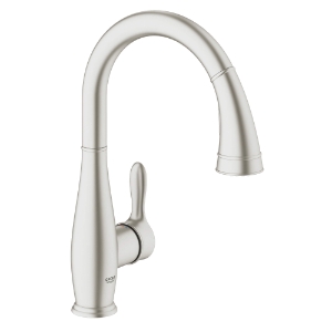 GROHE 30213DC1 Ohm Sink with Integrated Temperature Limiter, 1.75 gpm, 360 deg Swivel C Spout, SuperSteel Infinity, 1 Handle, 1 Faucet Hole, Side Spray(Y/N): No