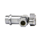 BrassCraft® G2CPN19X C1 1/4 Turn Angle Stop Press Connect x Compression, 1/2" Nominal Press Connection x 3/8" OD