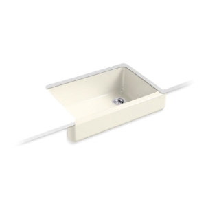 Kohler® 5826-96 Whitehaven® Kitchen Sink with Short Apron, Rectangular Shape, 21-9/16 in W x 9-5/8 in H, Undermount, Enameled Cast Iron, Biscuit