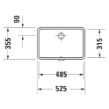 DURAVIT 0330480000 Vero® Vanity Basin With Overflow, Vero®, Rectangle Shape, 20-5/8 in L x 14 in W x 6-1/4 in H, Under Mount, Ceramic, White