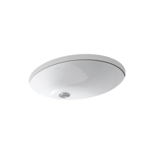 Kohler® 2211-G-0 Caxton® Bathroom Sink, Oval Shape, 21-1/4 in W x 17-1/4 in D x 7-1/2 in H, Undermount, Vitreous China, White