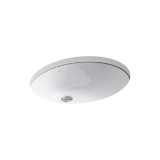 Kohler® 2211-G-0 Caxton® Bathroom Sink, Oval Shape, 21-1/4 in W x 17-1/4 in D x 7-1/2 in H, Undermount, Vitreous China, White