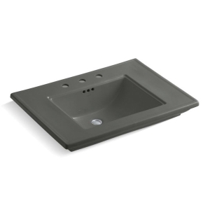 Memoirs® Stately Design Elegant Bathroom Sink With Overflow, Rectangular, 4 in Faucet Hole Spacing, 30 in W x 21-3/4 in D x 8-5/8 in H, Countertop/Drop-In/Pedestalt, Fireclay, Thunder™ Gray