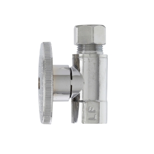 PlumbPak® 2055PCLF Straight High Quality 1/4 Turn Valve, 3/8 in Nominal, FNPT x Compression End Style, Solid Brass Body, Polished Chrome