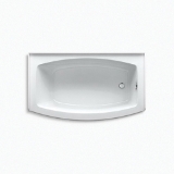 Kohler® 1118-RA-0 Bathtub with Integral Flange, Expanse®, Soaking Hydrotherapy, Curved Shape, 60 in L x 36 in W, Right Drain, White
