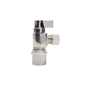 1/4 Turn Angle Supply Stop, 1/2 x 3/8 in Nominal, CPVC x Compression, Brass Body, Nickel Plated, Domestic
