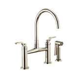 Brizo® 62544LF-PN Widespread Bridge Kitchen Faucet With Matching Side Spray, 1.8 gpm, 8 in Center, Arc Spout, Polished Nickel, 2 Handles, Side Spray(Y/N): Yes