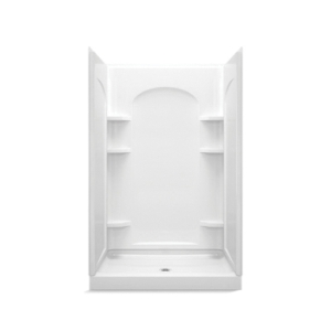 Sterling® 72220106-0 3-Piece Shower, Ensemble™, 48-1/4 in L x 35-1/4 in W x 77 in H, Solid Vikrell®, White