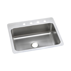 Elkay® LSR27221 Lustertone™ Classic Dual Mount Sink, Rectangle Shape, 1 Faucet Hole, 22 in W x 27 in D x 8 in H, Top/Undermounting, Stainless Steel