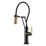 Brizo® SMARTTOUCH® 64244LF-BLGL Litze® Articulating Kitchen Faucet, 1.8 gpm Flow Rate, Swivel Spout, Matte Black/Luxe Gold, 1 Handle