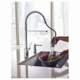 Moen® 5923 Align™ Pre-Rinse Spring Kitchen Faucet, 1.5 gpm Flow Rate, Pull-Down Spout, Polished Chrome, 1 Handle