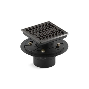 Kohler® 9136-TT ClearFlo™ Square Shower Drain, Solid Brass Grid, PVC/Brass Drain, Vibrant® Titanium
