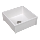 ELM® 63M 1-Piece Mop Service Basin, 24 in W x 10 in D x 24 in H, Floor Mount, Durastone®, White