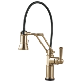 Brizo® 64225LF-GL Artesso® Dual-Jointed Articulating Kitchen Faucet, 1.8 gpm Flow Rate, 360 deg Swivel Spout, Luxe Gold, 1 Handle