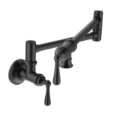 Moen® S664BL Pot Filler Kitchen Faucet, Traditional, 5.5 gpm, Matte Black, 2 Handles