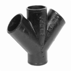 Charlotte NH 00021 1600 Pipe Double Wye-Branch, 4 in Nominal, Spigot End Style, Cast Iron, Black