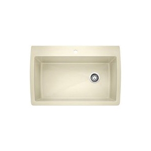 Blanco 440196 DIAMOND™ SILGRANIT® II Kitchen Sink, Rectangle Shape, 1 Faucet Hole, 32-1/2 in W x 22 in D, Drop-In Mount, Granite, Biscuit