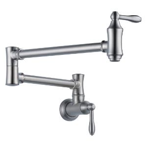 DELTA® 1177LF-AR Traditional Pot Filler Faucet, Commercial, 4 gpm Flow Rate, Swivel Spout, Arctic™ Stainless, 2 Handles