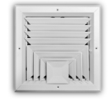 TRUaire™ 6" x 6", 3-Way, Directional, Opposed Blade Damper, Aluminum, Ceiling, White, Diffuser