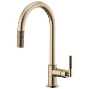 Brizo® 63043LF-GL Litze™ Pull-Down Kitchen Faucet, 1.8 gpm Flow Rate, Luxe Gold, 1 Handle, 1 Faucet Hole, Function: Traditional