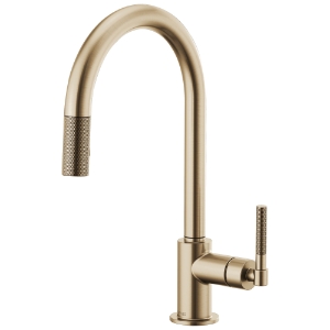Brizo® 63043LF-GL Litze® Pull-Down Kitchen Faucet, 1.8 gpm Flow Rate, Luxe Gold, 1 Handle, 1 Faucet Hole, Traditional