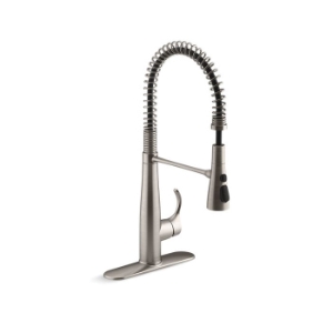 Kohler® 22033-VS Simplice® Semi-Professional Kitchen Sink Faucet, 1.5 gpm Flow Rate, Vibrant® Stainless Steel, 1 Handle, 1 or 3 Faucet Holes, Function: Traditional