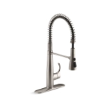 Kohler® 22033-VS Simplice® Semi-Professional Kitchen Sink Faucet, 1.5 gpm Flow Rate, Vibrant® Stainless, 1 Handle, 1 or 3 Faucet Holes, Function: Traditional