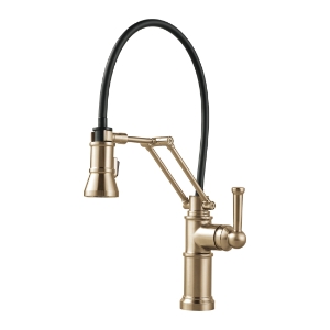 Brizo® 63225LF-GL Artesso® Dual-Jointed Articulating Kitchen Faucet, 1.8 gpm Flow Rate, 360 deg Swivel Spout, Luxe Gold, 1 Handle