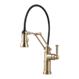 Brizo® 63225LF-GL Artesso® Dual-Jointed Articulating Kitchen Faucet, 1.8 gpm Flow Rate, 360 deg Swivel Spout, Luxe Gold, 1 Handle