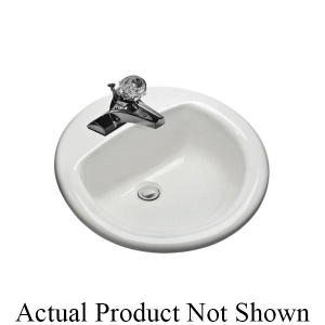 Mansfield® 531048 239 Self-Rimming Lavatory With Concealed Front Overflow, MS, Round Shape, 4 in Faucet Hole Spacing, 19-1/4 in W x 15-1/4 in D x 8 in H, Drop-In Mount, Vitreous China, Bone