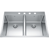 Kindred BDL2131-9-4N Brookmore 31-in LR x 20.9-in FB x 9-in DP Drop-In Double Bowl Stainless Steel Sink
