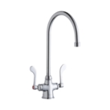 Elkay® LK500GN08T4 Universal Traditional Scrub/Handwash Faucet, Commercial, 2.2 gpm Flow Rate, Gooseneck Spout, Polished Chrome, 2 Handles